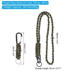 2Pcs Braided Paracord Lanyard Keychain, Paracord Neck Badge Lanyard Camo