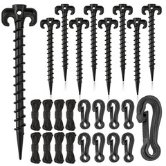 AUGSUN 27 Pieces Plastic Inflatable Stakes Set, Include Tent Stakes, Black