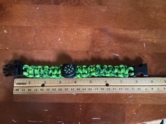 Paracord Bracelet w/Compass/Whistle-8 5/8”x3/4”-Yel/Gre/Bla