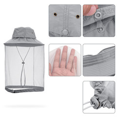 Mosquito Head Net Hat with Hidden Net Mesh for Outdoor Lover Hiking Fishing B…