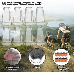 8 Pack Mosquito Head Net Outdoor Insect Protection Hiking Camping Mesh Face Net