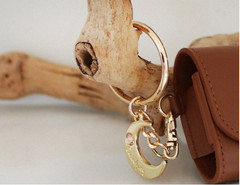 D.LAB Crescent Moon & Star Gold Keychain Luxury Bag Charm Accessory New