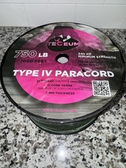 TECEUM Paracord Type IV 750 lb Green 010a – 1000 ft – 4mm – 100% Nylon Strong