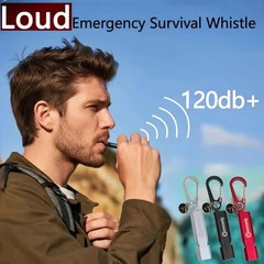 Heart-Engraved Aluminum Emergency Whistles for Her/Him, A Pair of Silver