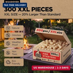 300 pcs Large Fire Starters for Fireplace, Natural Fire Starter for Cam