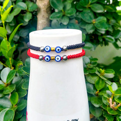 2Pcs String Evil Eye Bracelet for Women Men Black Red Thread Adjustable 2 Eye