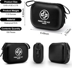 Mini First Aid Kit – 150 Piece Small Waterproof Hard Shell Medical Kit for Home,
