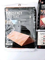 Emergency Survival Kit Camping Shelter Tube Tent, Sleeping Bag, Playing Cards