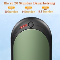 Handwärmer Elektrisch 2er Set 6000mAH Aufladbar USB 3 Heizmodi 20 Stunden C635