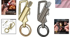 2 Pack Permanent Match Lighter with Multitool Keychain for Outdoor Survival