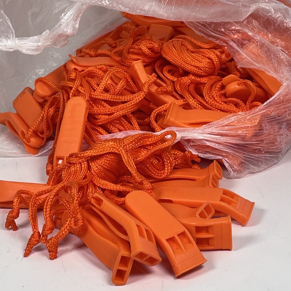 100 Pc Orange Emergency Whistles