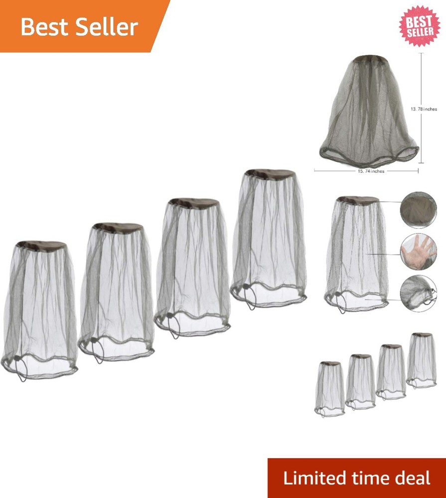 Mosquito Head Net Mesh Bug Face Net Hood Outdoor Insect Protection 4 Pack