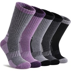 DYW Womens Merino Wool Hiking Socks Thermal Warm Large, 5 Pairs Color Mix a