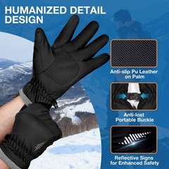 SIMARI Winter Waterproof Warm Gloves Women Men with Touchscreen Large, Black
