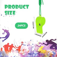 24PCS Plastic Sports Whistles Coaches Whistle with Crisp, Whistle with Lanyar…