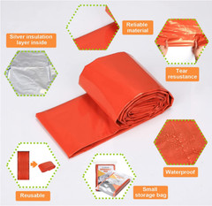 1-20 Poncho de manta térmica Mylar reutilizable impermeable de supervivencia