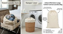 Urban Villa Extra Large Canvas Laundry Bag 28×36 Inches, 100% 1 Pack, Natural
