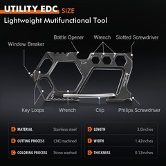 Carabiner Keychain Stainless Steel Multitool – 11 in 1 Tactical Emergency Sur…