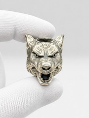 Wolf Head Lanyard Bead White Brass Color EDC Paracord Knife Charm Pendant