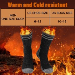 COOVAN Mens Merino Wool Crew Socks Thermal Warm Winter Medium-Large, 5-black