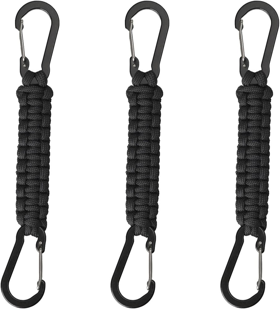 Paracord Keychain Carabiner Clips 3 Pack, Small Carabiner Clip D Ring Lanyard
