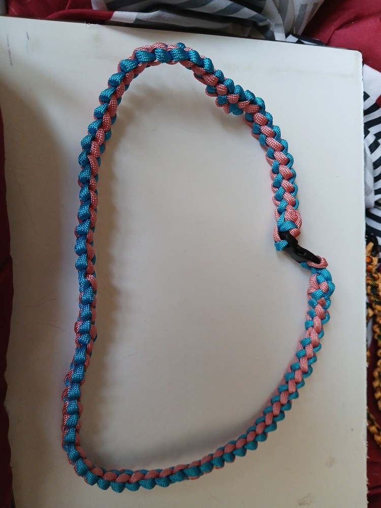 Blue & Pink Paracord Necklace 25 Inches Handmade
