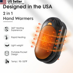 AI Hand Warmers Rechargeable 2 Pack, 20Hrs Long Safe Heat, Small, Black