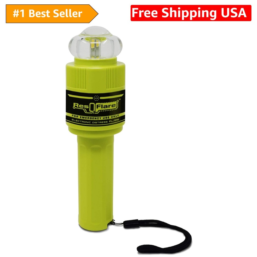Floating ResQFlare E-Flare LED Light with USCG Distress Flag – Bright & Portable