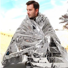 4-Pack Waterproof Foil Thermal Emergency Blankets for Camping and Survival