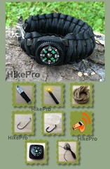 DLX 550 Paracord Survival Bracelet Fishing Band Kit +Fire Starter Knife Compass
