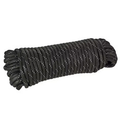1/8 In. X 50 Ft. Black Reflective Paracord Rope Free Ship NEW
