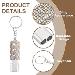 2Pcs Emergency Whistle with Keychain Bling Whistles Black/Colorful White