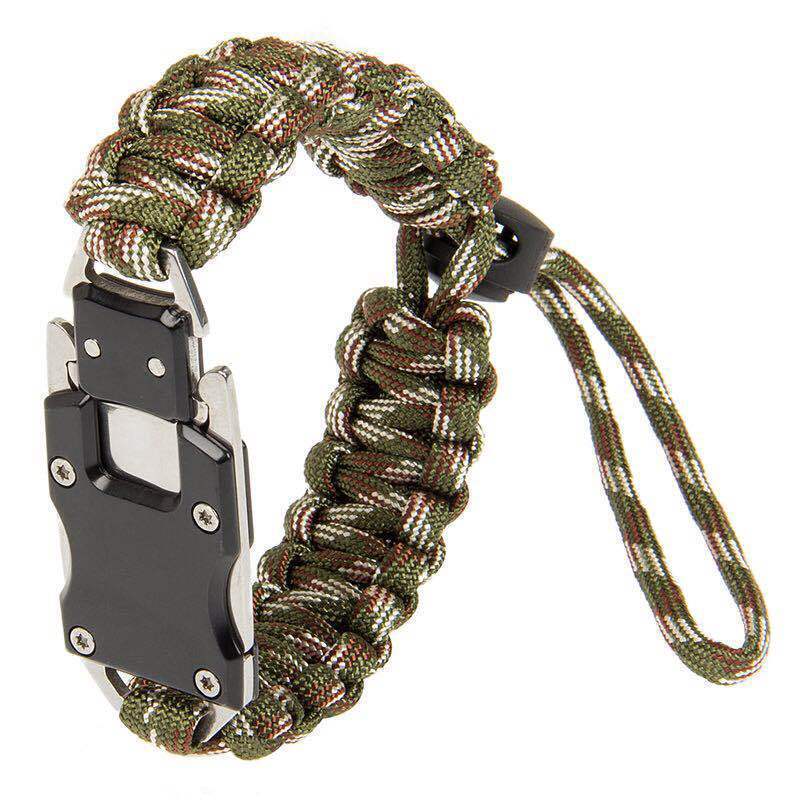 Camouflage Green Self Defense Wilderness Survival Emergency Paracord Bracelet