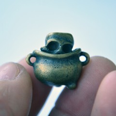 Solid Brass Retro bead Boiled Skull Parachute Cord Knife Lanyard Bead Pendant
