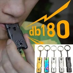 1pc Double Tube Survival Whistle Keychain 180dB Outdoor Emergency Tool – NEW