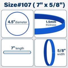 LotFancy Large Rubber Bands, 30Pcs Size #107 Big Wide Elastic Blue