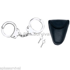 Maxam Chain-Linked Steel Handcuffs with Pouch for Survival Security Gift Boxed