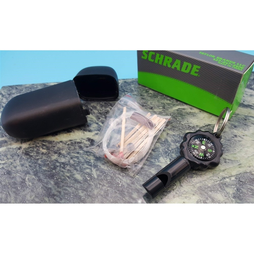 Schrade Hunter Survival Kit Whistle Compass Fishing Line and Hooks Matches Hiker