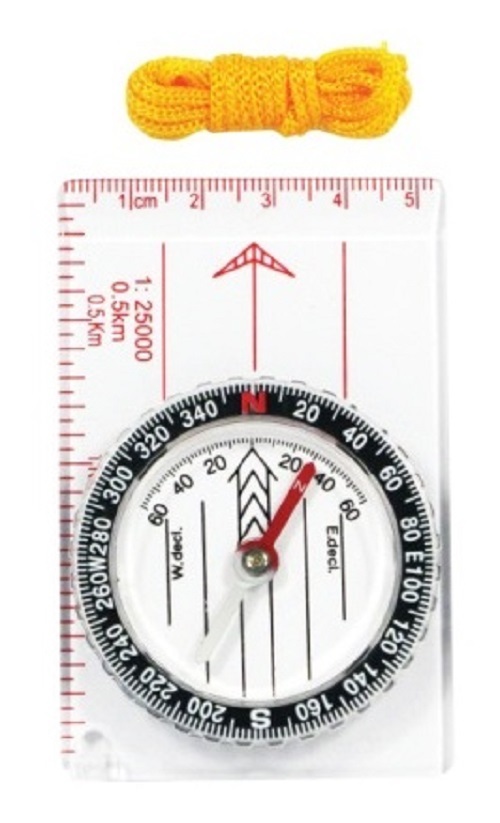 Pocket Map Compass w/Ruler Lanyard For Survival Kits & Camping Emergency Outdoor