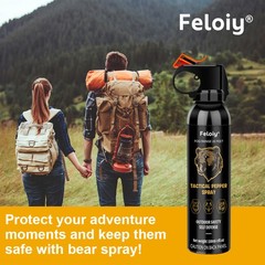 Feloiy 20Ft Bear Deterrent Repellent Spray 11Oz W/ 1 Pack Free Peper Spray 1/2oz