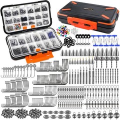 PLUSINNO 264/397pcs 7.9 x 4.3 x 2 inches, 397pcs Fishing Accessories Kit