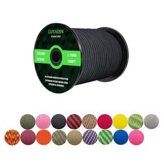 Paracord 325lb Diameter 2.7mm – 5 Strand Parachute Spool Cord – 100 ft Black