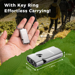 Three-Tube Emergency Loud Whistle,130Db+ Lifeguard Stainless (Silver 1 Pack)
