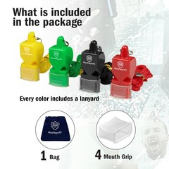 Whistles for Football Coaches 4 Colourful Referee Whistles with Line and…