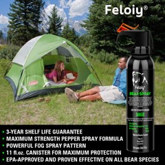 Feloiy 30 Feet BEAR Deterrent Repellent Spray 11 oz GLOW CAP CAMPING HIKING