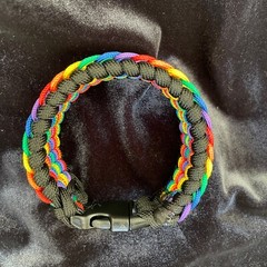 Paracord Bracelet Rasta, LGBT Rainbow, different colours, easy release clasp