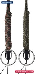 2 PACK 25 Inches Strong Paracord Survival Lanyard with Split Ring & Clip for Key