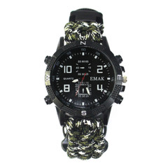 Outdoor camping survival paracord watch – Multi-function compass survival