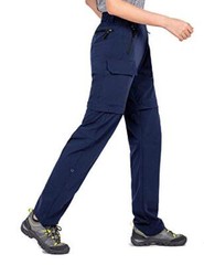 Women’s-Hiking-Pants Convertible-Zip-Off-Quick-Dry-Pants for Cargo, Small Navy