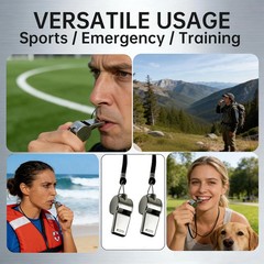Whistle,2 Pack Stainless Steel Sports Whistle with Lanyard for Coaches, Referees